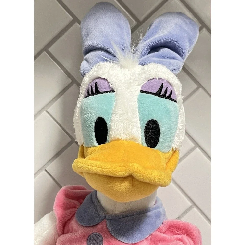 Disney Daisy Duck Plush Stuffed Animal Pink Dress Purple Bow 20” Soft Toy